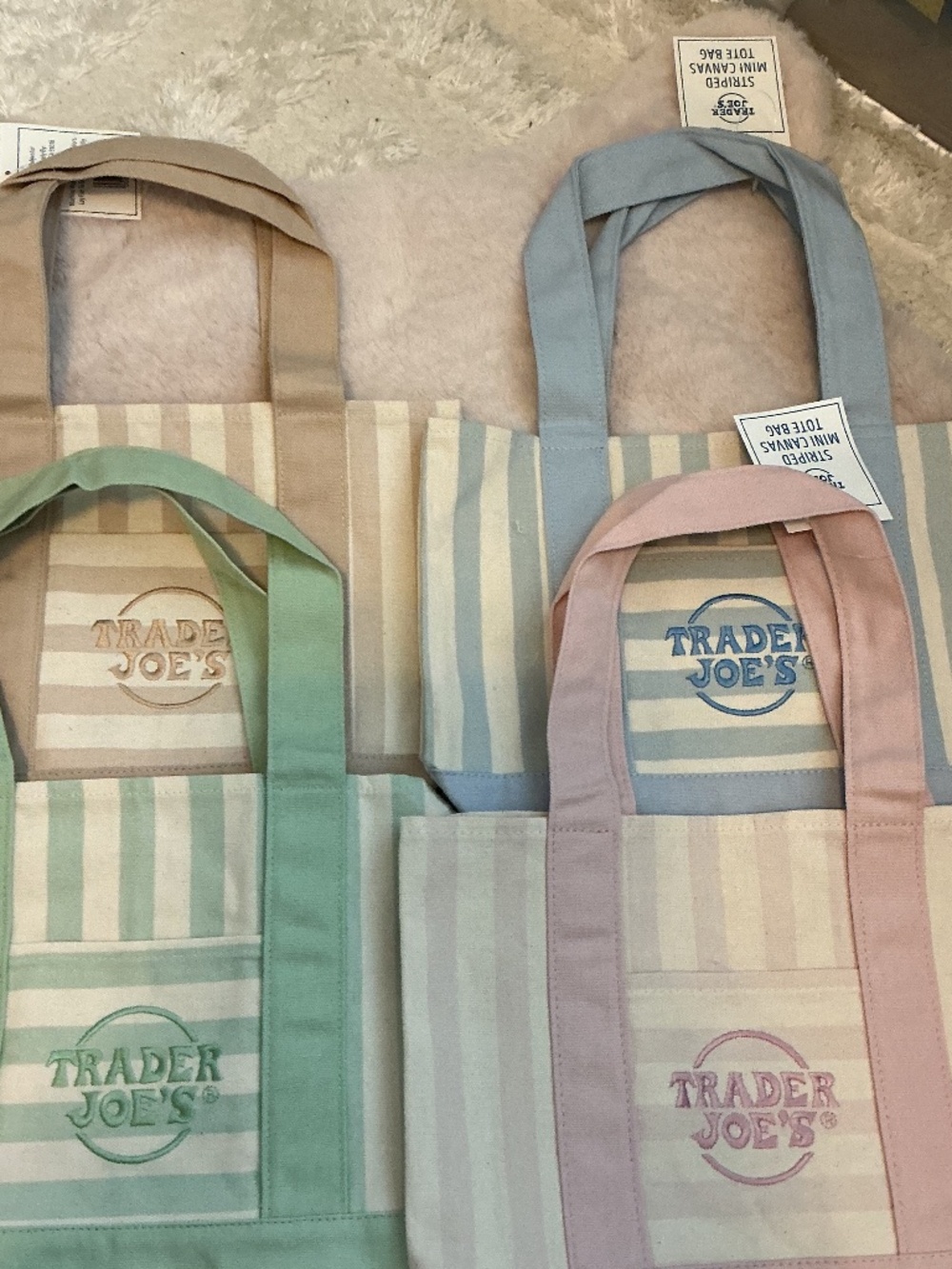 TRADER JOES MINI CANVAS TOTE SET OF 4